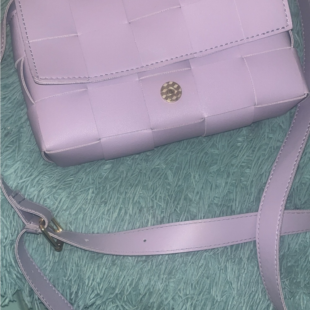 Lavender Woven Leather Crossbody Bag